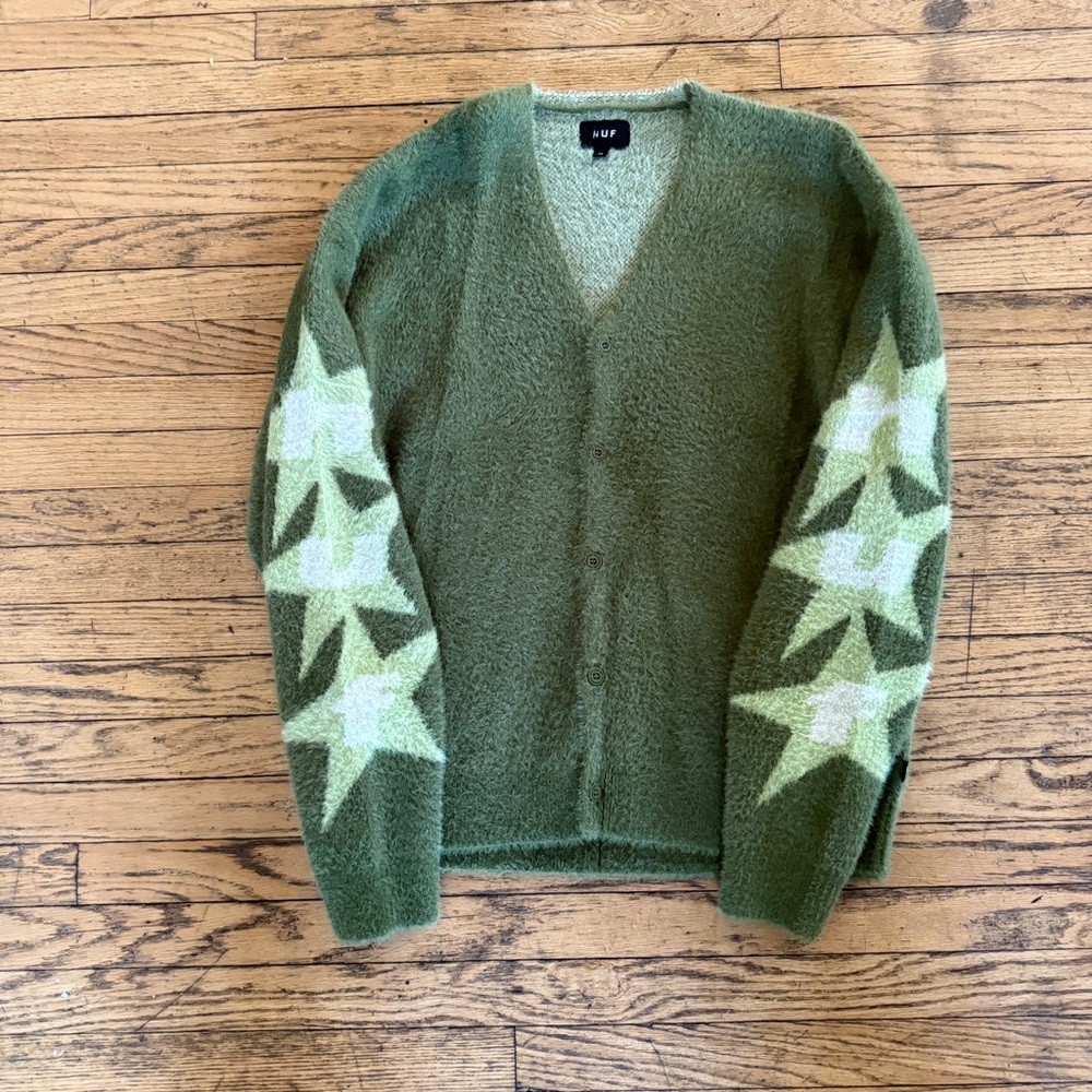 HUF Olive Star Pattern Men's Cardigan